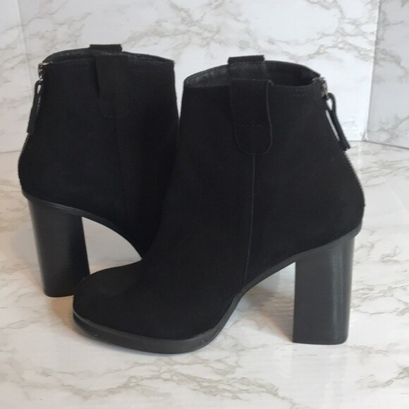 Black suede chunky ankle boots with fringe tassels made in Spain size 10 - Picture 7 of 11